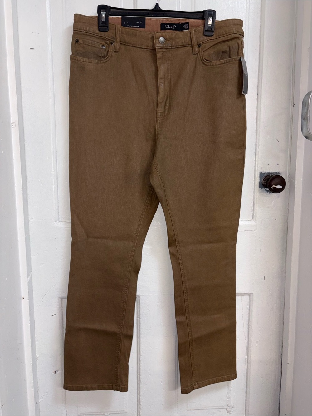 Lauren Ralph Lauren High Rise Straight Ankle Jeans in Brown